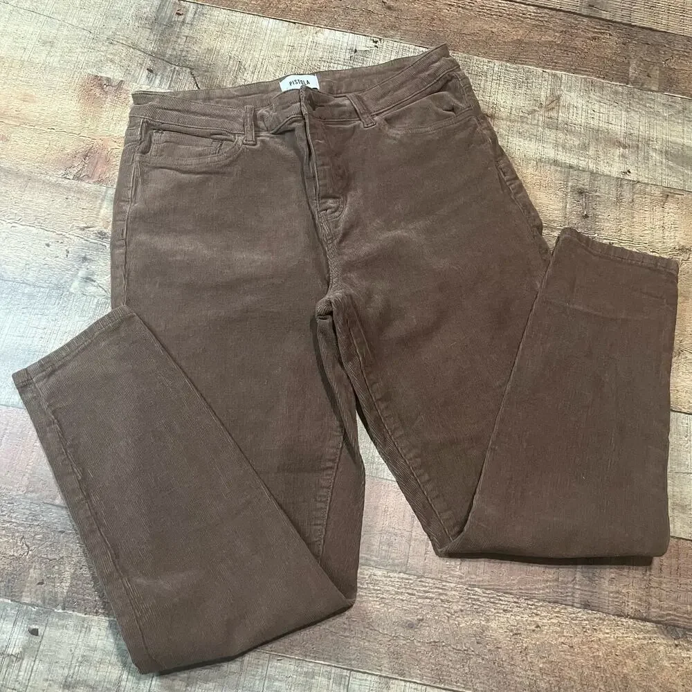 Pistola Wmns Brown Preppy Classic Tapered Leg Corduroy Pants Sz 30 Fall Harvest